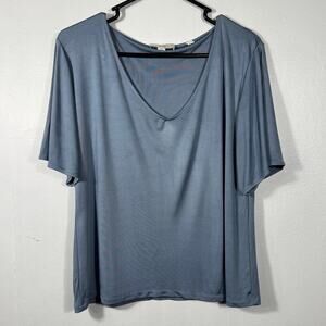 Vince Women's Light Blue Short Sleeve Knit Flutter Top Size Med Soft Feminine